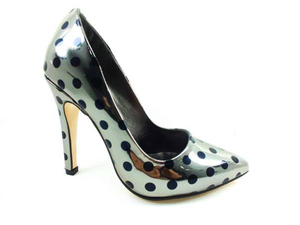 Topuklu Bayan Ayakkabı Puntolu - Platin-Ayna - 413-P Topuklu Bayan Ayakkabı Puntolu - Platin-Ayna - 413-P