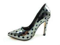 Topuklu Bayan Ayakkabı Puntolu - Platin-Ayna - 413-P - Thumbnail