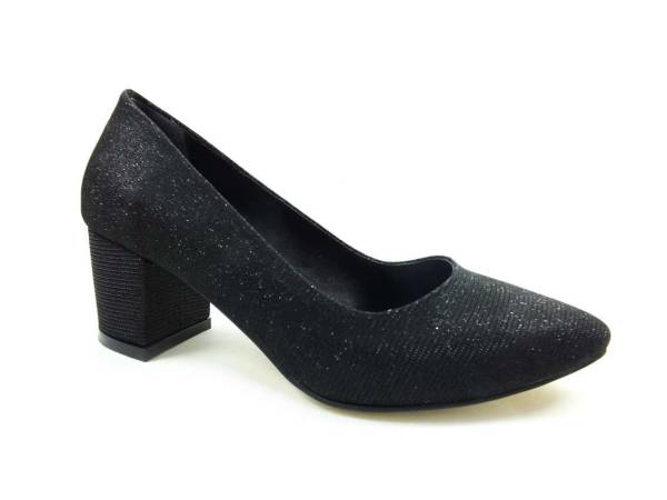 Topuklu Bayan Ayakkabı - Siyah-Simli - 050