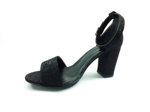 Topuklu Bayan Ayakkabı - Siyah-Simli - 25-153