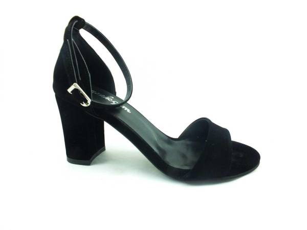 Çarıkçım Topuklu Bayan Ayakkabı - Siyah-Süet - 08