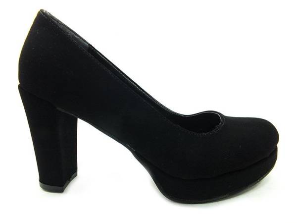 Topuklu Bayan Ayakkabı - Siyah-Süet - 1100-15