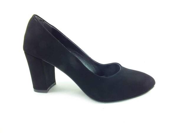 Topuklu Bayan Ayakkabı - Siyah-Süet - 600