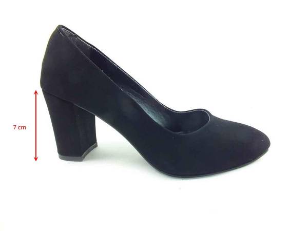 Topuklu Bayan Ayakkabı - Siyah-Süet - 600