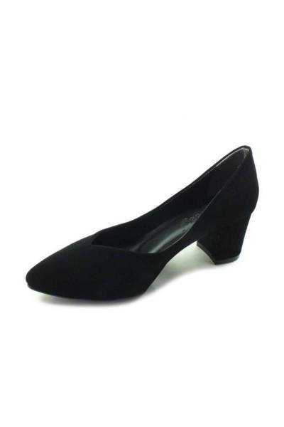 Topuklu Bayan Ayakkabı - Siyah-Süet - 610