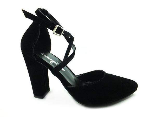 Topuklu Bayan Ayakkabı - Siyah-Süet - 660