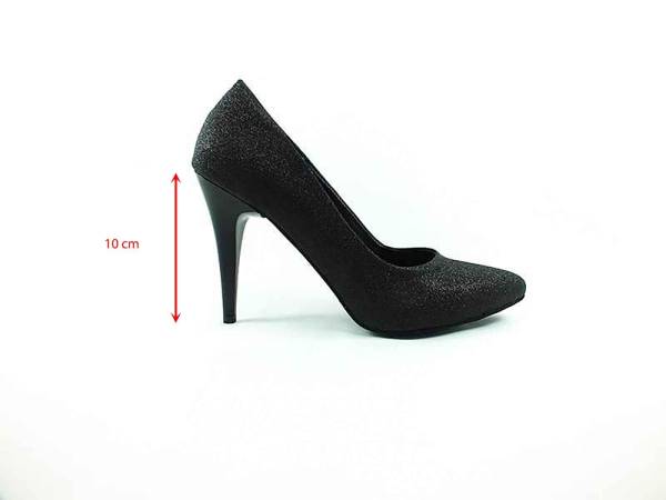 Çarıkçım Stiletto Ayakkabı - Siyah-Simli - 700