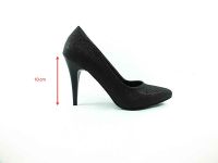 Çarıkçım Stiletto Ayakkabı - Siyah-Simli - 700 - Thumbnail