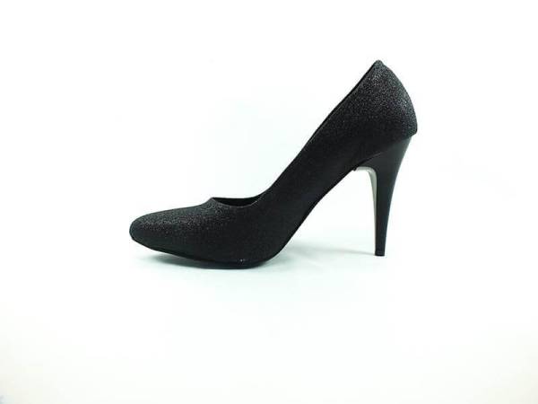 Çarıkçım Stiletto Ayakkabı - Siyah-Simli - 700