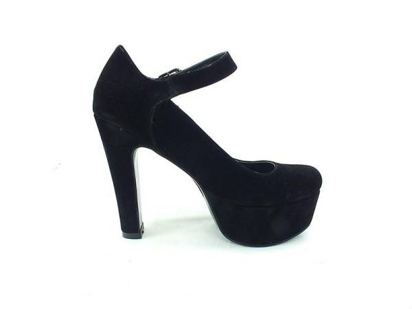 Topuklu Platform Bayan Ayakkabı - Siyah-Süet - 80
