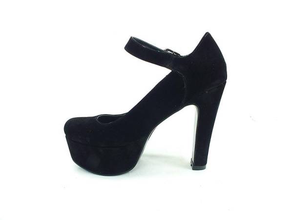 Topuklu Platform Bayan Ayakkabı - Siyah-Süet - 80