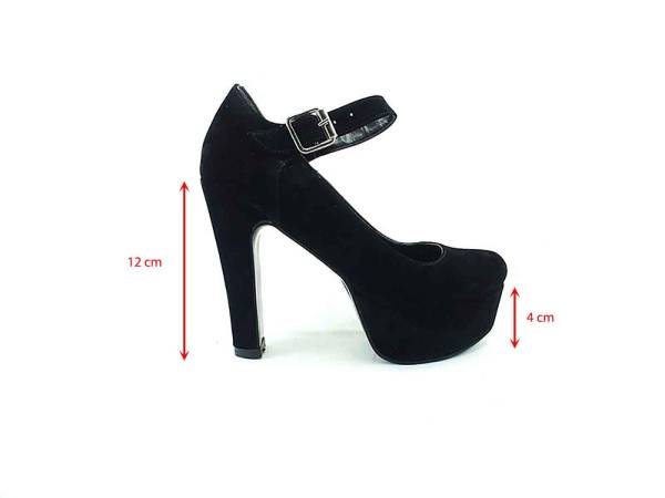 Topuklu Platform Bayan Ayakkabı - Siyah-Süet - 80