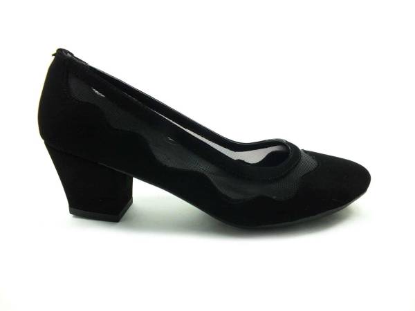 Topuklu Bayan Ayakkabı - Siyah-Süet - 8637