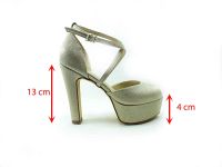 Topuklu Platform Bayan Ayakkabı - Altın-Perde - 060 - Thumbnail
