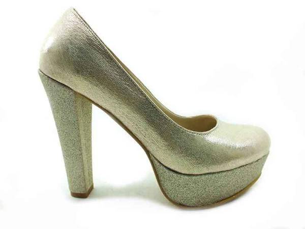 Topuklu Platform Bayan Ayakkabı - Altın-Sıvama - 1900