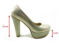Topuklu Platform Bayan Ayakkabı - Altın-Sıvama - 1900 - Thumbnail