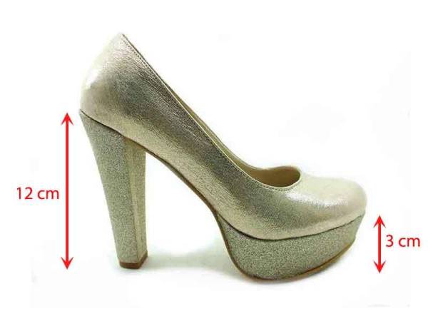 Topuklu Platform Bayan Ayakkabı - Altın-Sıvama - 1900