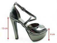 Topuklu Platform Bayan Ayakkabı - Platin - 060 - Thumbnail