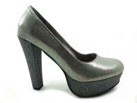 Topuklu Platform Bayan Ayakkabı - Platin-Sıvama - 1900 - Thumbnail