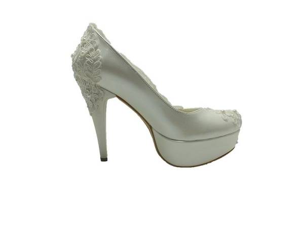 Topuklu Platform Bayan Ayakkabı - Sedef-Dantel - 1816