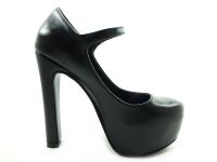 Topuklu Platform Bayan Ayakkabı - Siyah-Perde - 2138 - Thumbnail