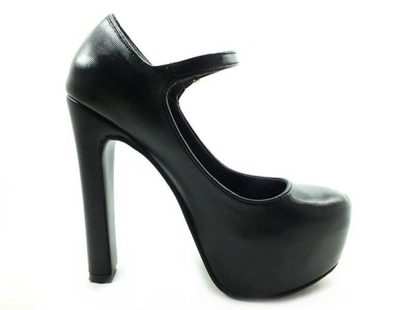 Topuklu Platform Bayan Ayakkabı - Siyah-Perde - 2138
