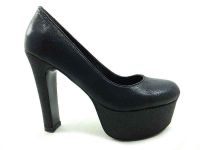 Topuklu Platform Bayan Ayakkabı - Siyah-Sıvama - 1900 - Thumbnail