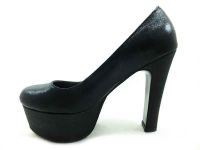 Topuklu Platform Bayan Ayakkabı - Siyah-Sıvama - 1900 - Thumbnail