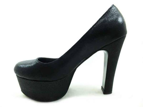 Topuklu Platform Bayan Ayakkabı - Siyah-Sıvama - 1900
