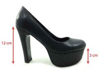 Topuklu Platform Bayan Ayakkabı - Siyah-Sıvama - 1900 - Thumbnail