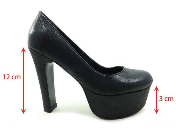 Topuklu Platform Bayan Ayakkabı - Siyah-Sıvama - 1900
