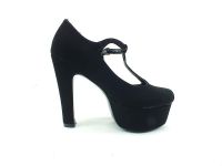 Topuklu Platform Bayan Ayakkabı - Siyah-Süet - 1920 - Thumbnail