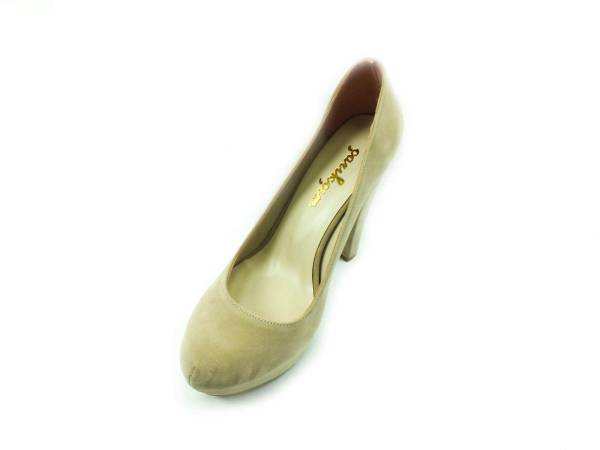 Topuklu Platform Bayan Ayakkabı - Ten-Süet - 1960