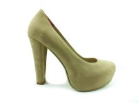 Topuklu Platform Bayan Ayakkabı - Ten-Süet - 1960 - Thumbnail