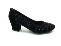 Topuklu Taşlı Bayan Ayakkabı - Siyah-Süet - 8670 - Thumbnail