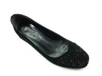 Topuklu Taşlı Bayan Ayakkabı - Siyah-Süet - 8670 - Thumbnail