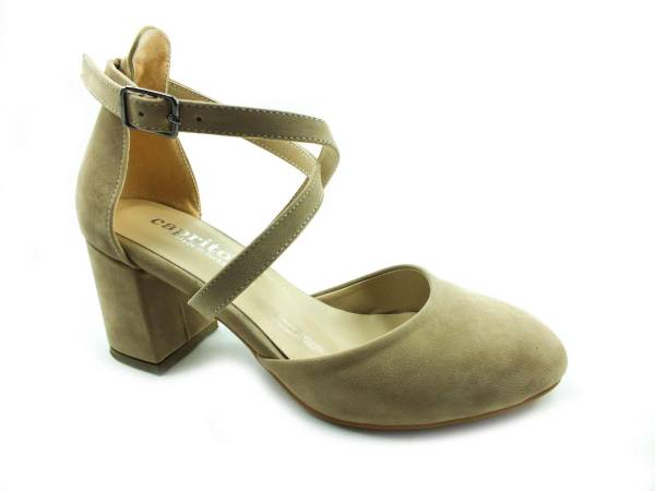 Topuklu Tek Bant Bayan Ayakkabı - Ten-Süet - 301