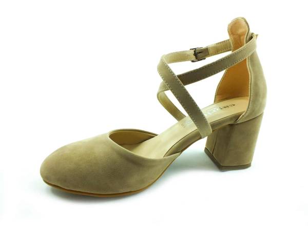 Topuklu Tek Bant Bayan Ayakkabı - Ten-Süet - 301