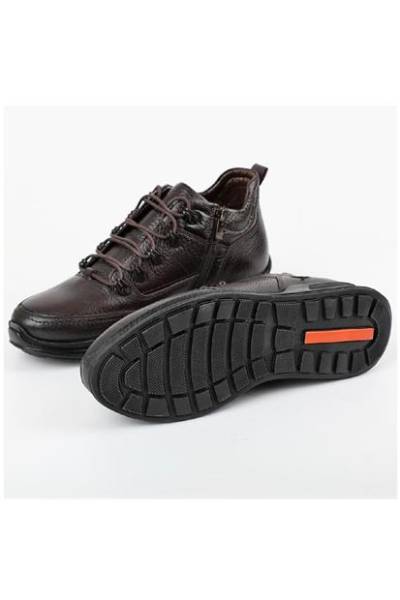 Voyager Hakiki Deri Fermuar+Bağcıklı Bot Kahverengi