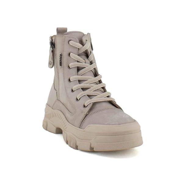 Voyager Hakiki Deri Fermuarlı Kadın Botu Bej-Nubuk