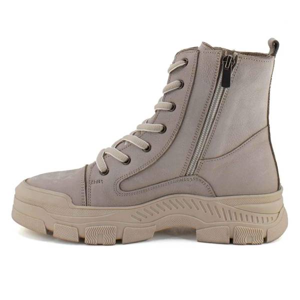 Voyager Hakiki Deri Fermuarlı Kadın Botu Bej-Nubuk