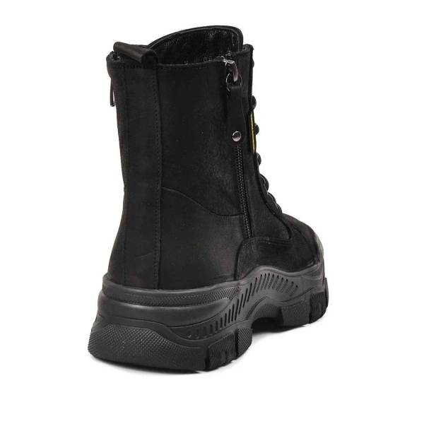 Voyager Hakiki Deri Fermuarlı Kadın Botu Siyah-Nubuk 91 8893