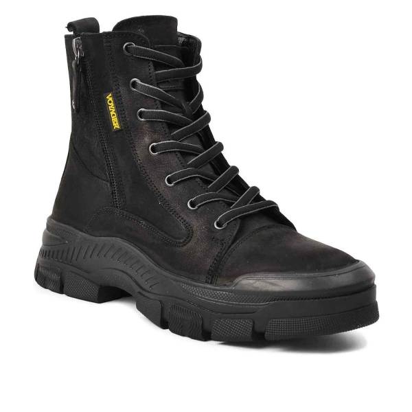 Voyager Hakiki Deri Fermuarlı Kadın Botu Siyah-Nubuk 91 8893