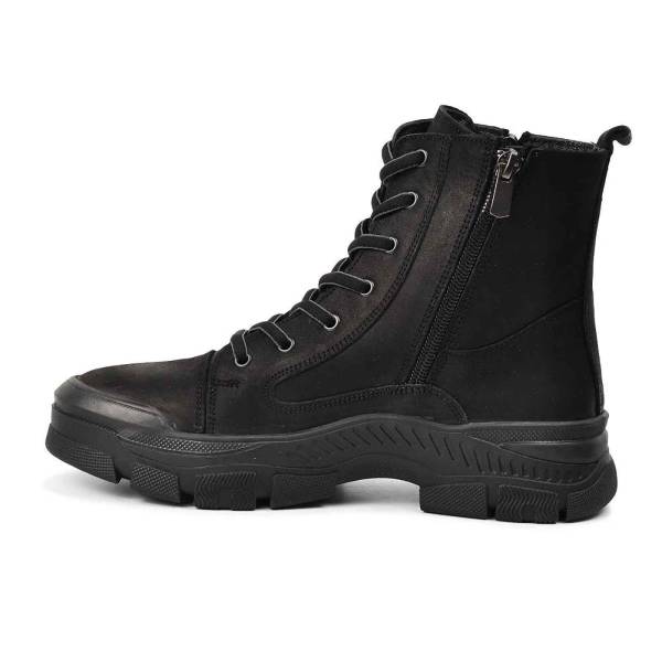 Voyager Hakiki Deri Fermuarlı Kadın Botu Siyah-Nubuk 91 8893