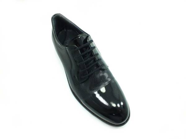 Yeşildaş Bağcıklı Hakiki Deri Klasik Erkek Ayakkabısı - Siyah-Rugan-İğneli - 985-1